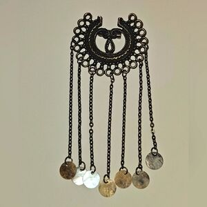 Brooch Vintage 1970's Etruscan Revival Bronze Pin Mother of Pearl Abalone